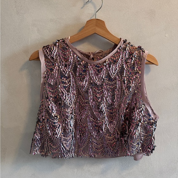 Zara Tops - Zara Sequin Embellished Crop Top - Lavender